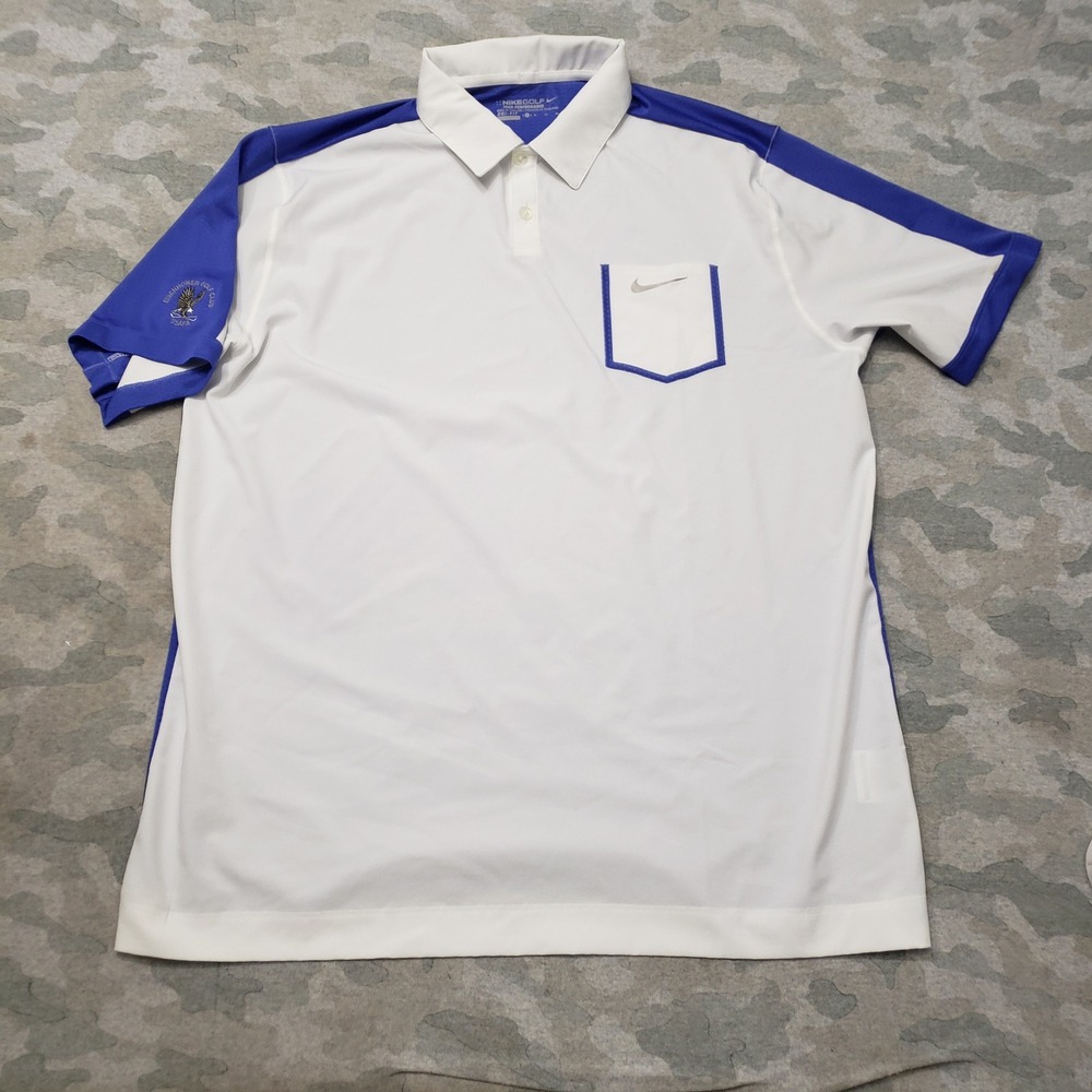 Nike Golf Polo Mens XL White Pocket Dri-Fit Short Sleeve